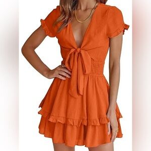 Chiffon Ruffle Sun Dress with Cutout